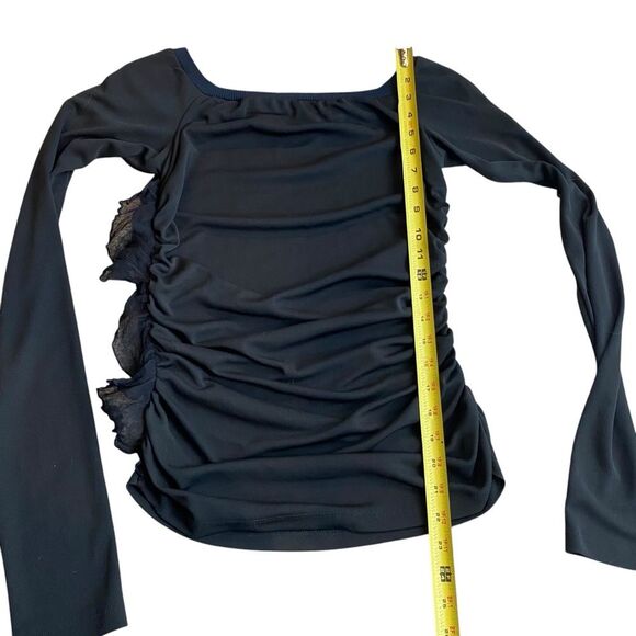 Y2K Dolce & Gabbana Long Sleeve Ruffle Side Top Black Semi Sheer Going Out Shirt - Picture 11 of 13